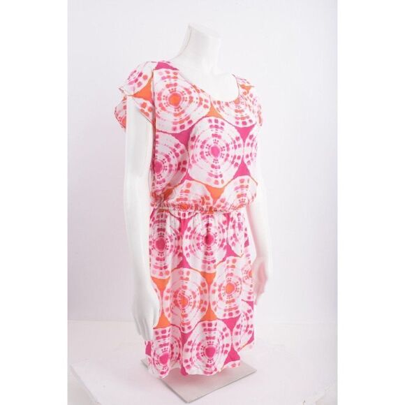 Banana Republic Womens Dress Swim Cover-Up M Pink White Tie Dye Geometric NWT - Picture 2 of 6
